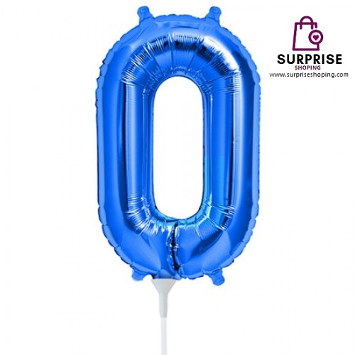 بادکنک فویلی عدد 0 رنگ آبی -سورپرایزشاپینگ